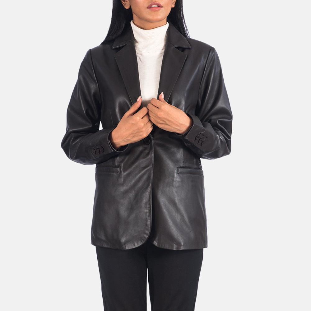 Norma Brown Leather Blazer - image 2
