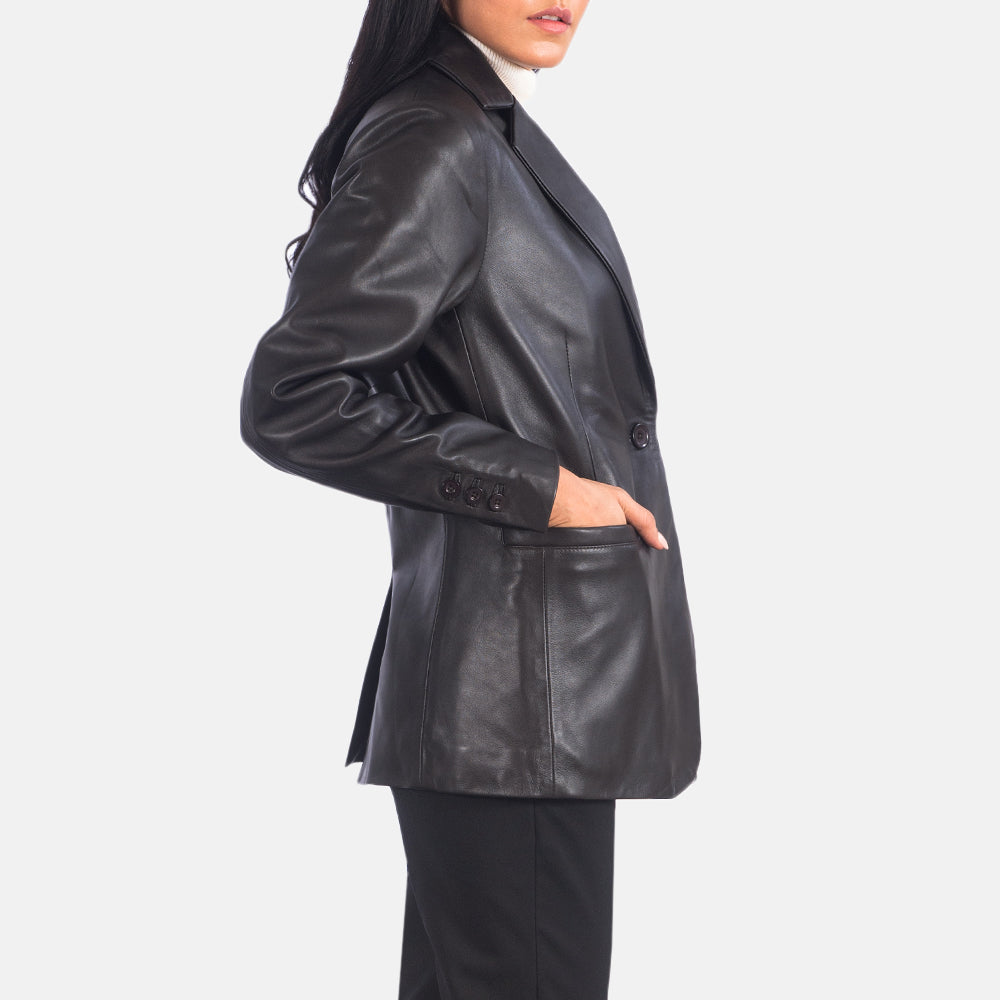 Norma Brown Leather Blazer - image 3