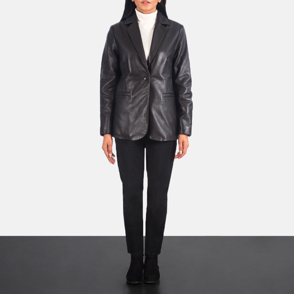Norma Brown Leather Blazer - image 4