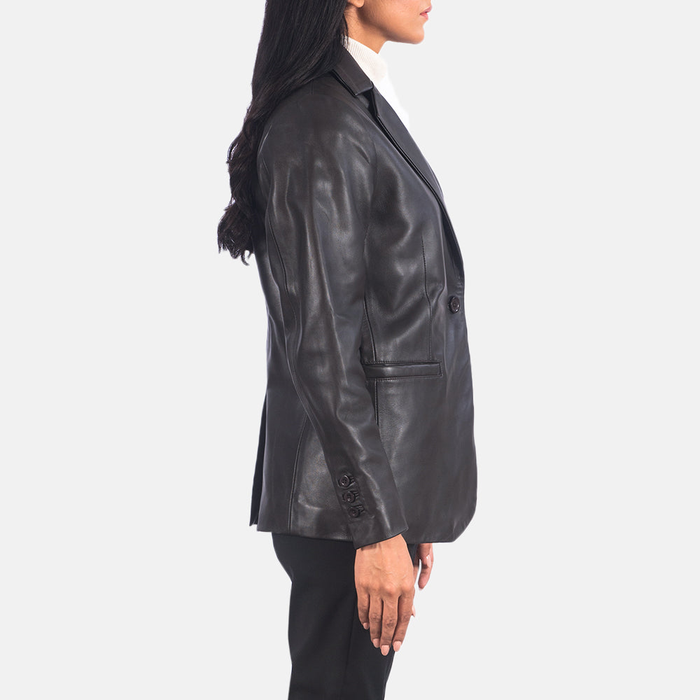 Norma Brown Leather Blazer - image 5