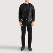 Pascal Black Leather Varsity Jacket - image 4