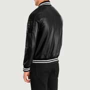 Pascal Black Leather Varsity Jacket - image 5