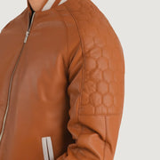 Pascal Tan Brown Leather Varsity Jacket - image 6