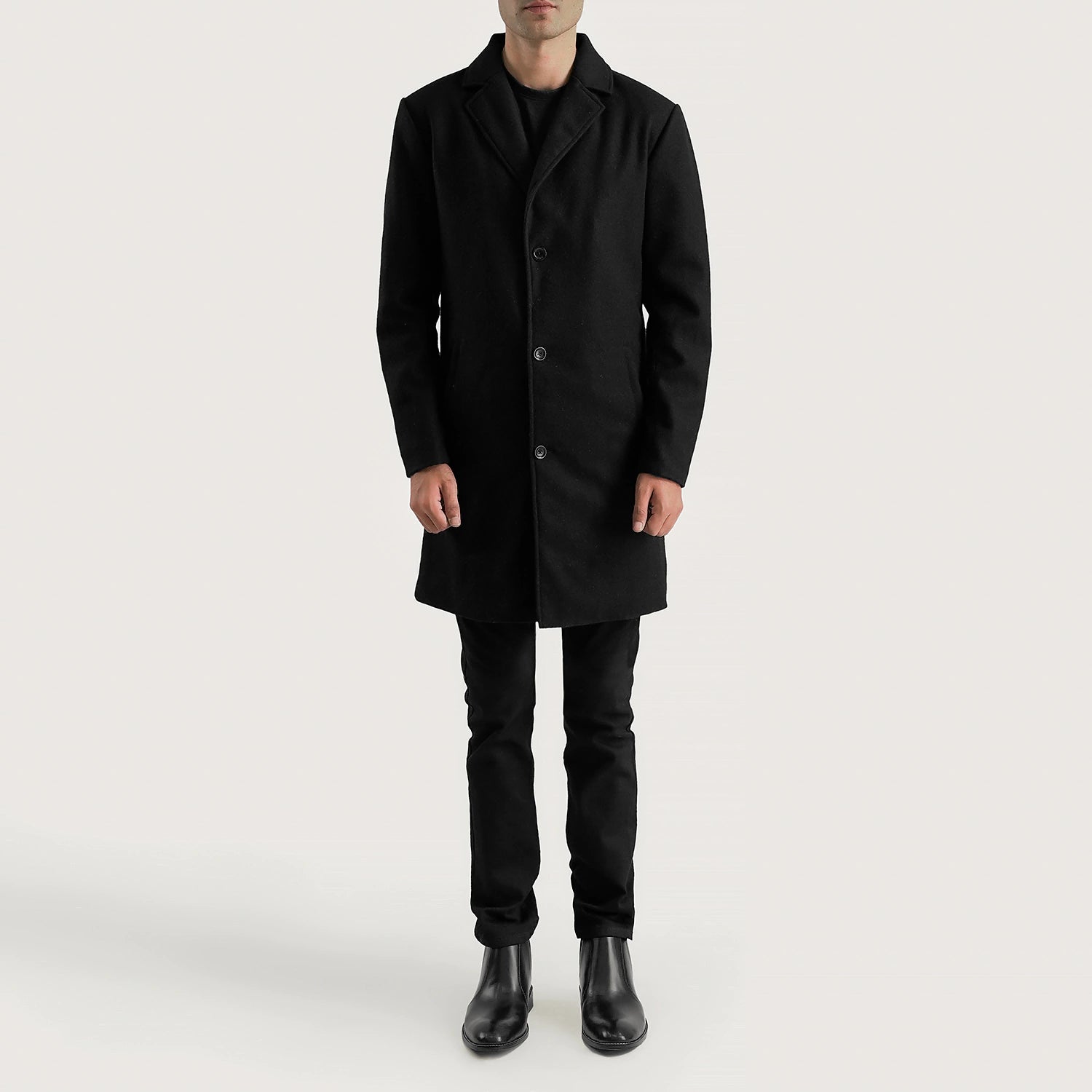 Petrillo Black Wool Single Breasted Coat - image 3
