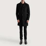 Petrillo Black Wool Single Breasted Coat - image 3