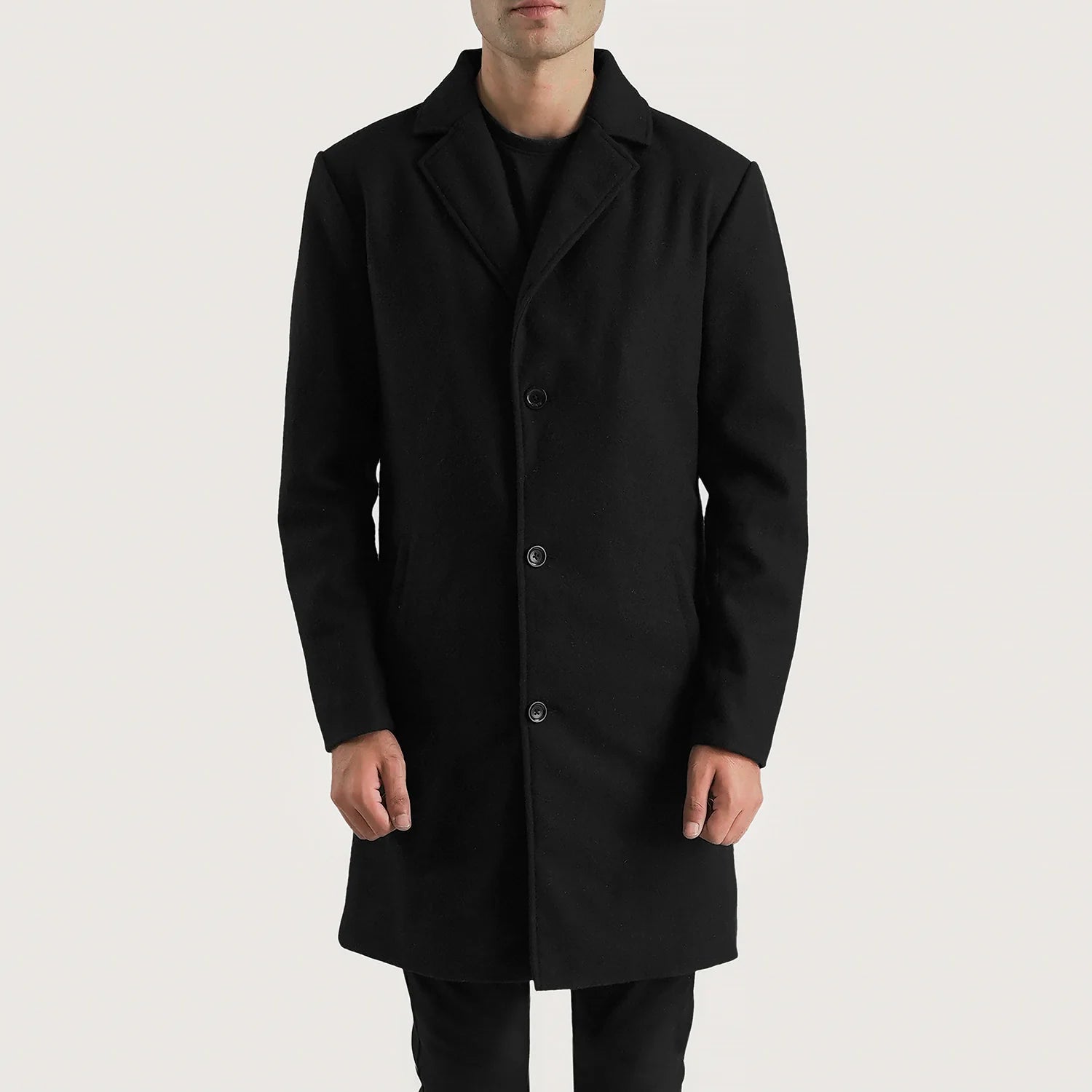 Petrillo Black Wool Single Breasted Coat - image 4