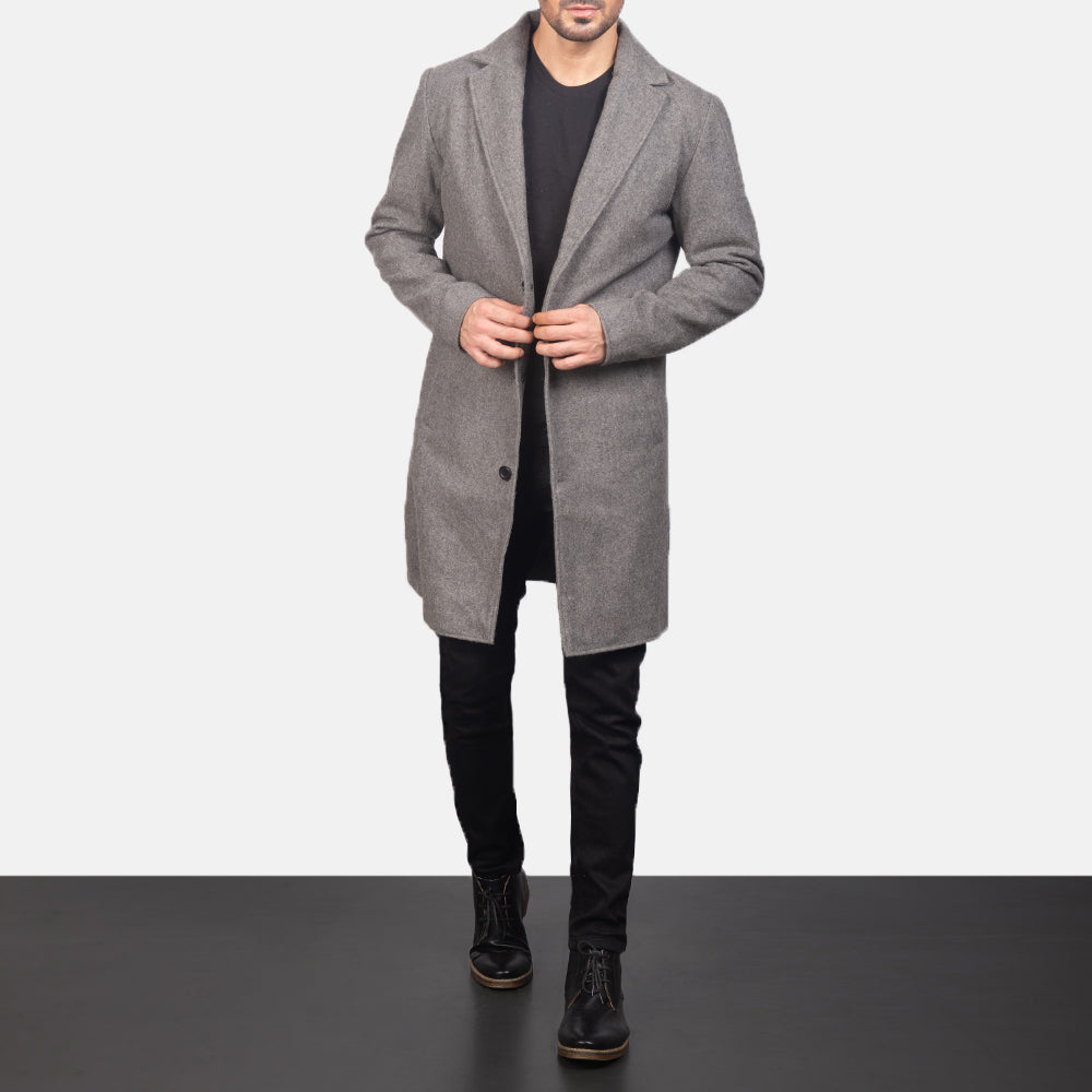 Petrillo Grey Wool Single Breasted Coat - image 1