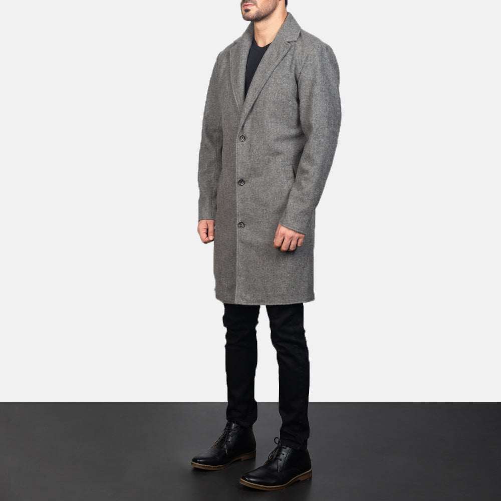 Petrillo Grey Wool Single Breasted Coat - image 2