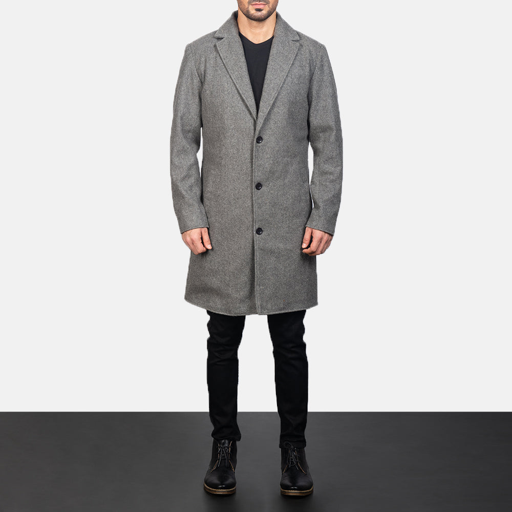 Petrillo Grey Wool Single Breasted Coat - image 3
