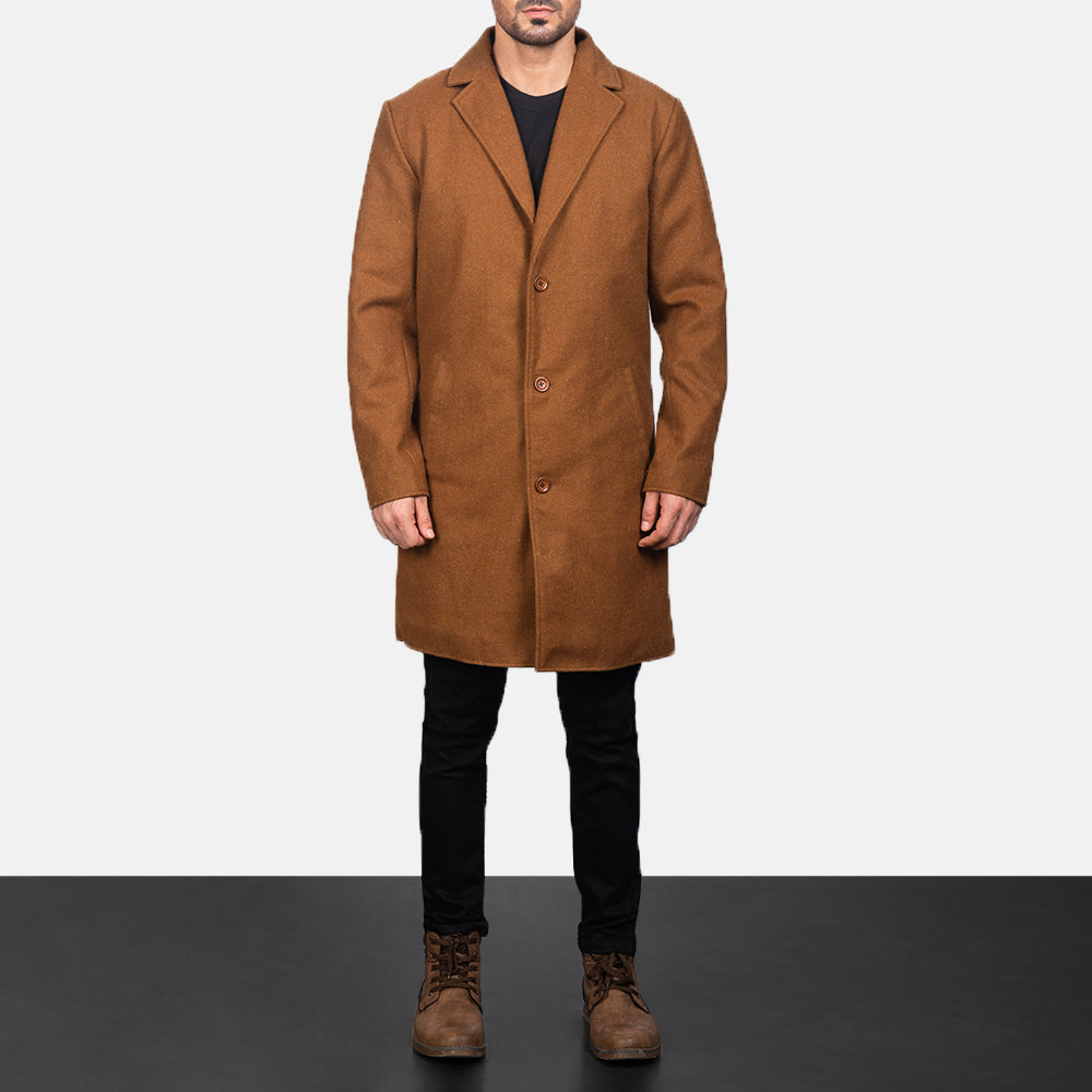 Petrillo Khaki Wool Single Breasted Coat - image 1