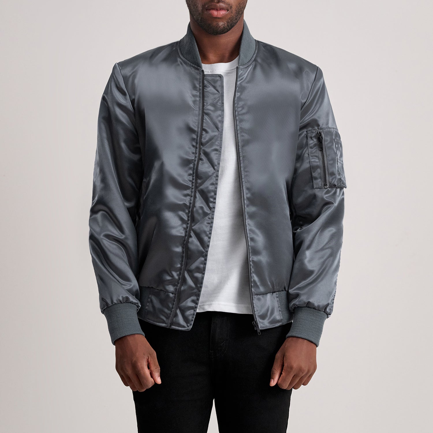 Quinton MA-1 Grey Bomber Jacket - image 3