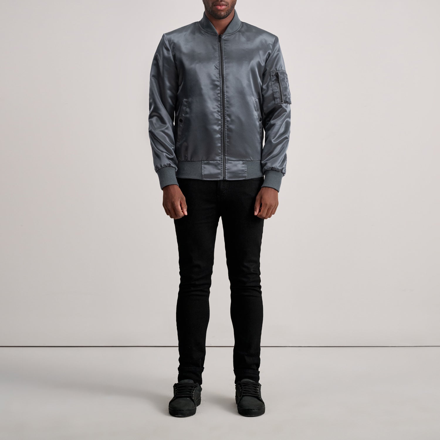 Quinton MA-1 Grey Bomber Jacket - image 4