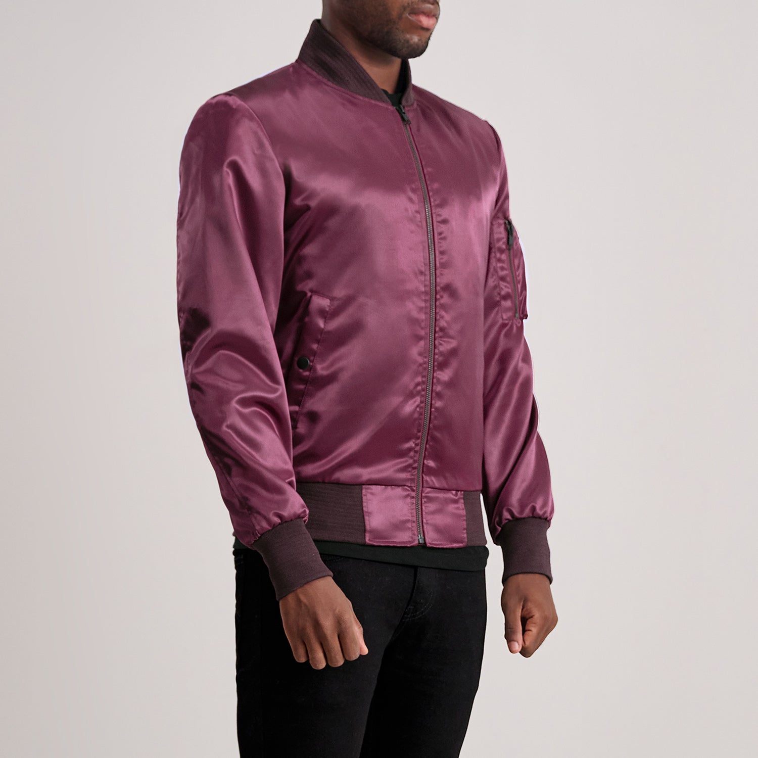 Quinton MA-1 Maroon Bomber Jacket - image 2