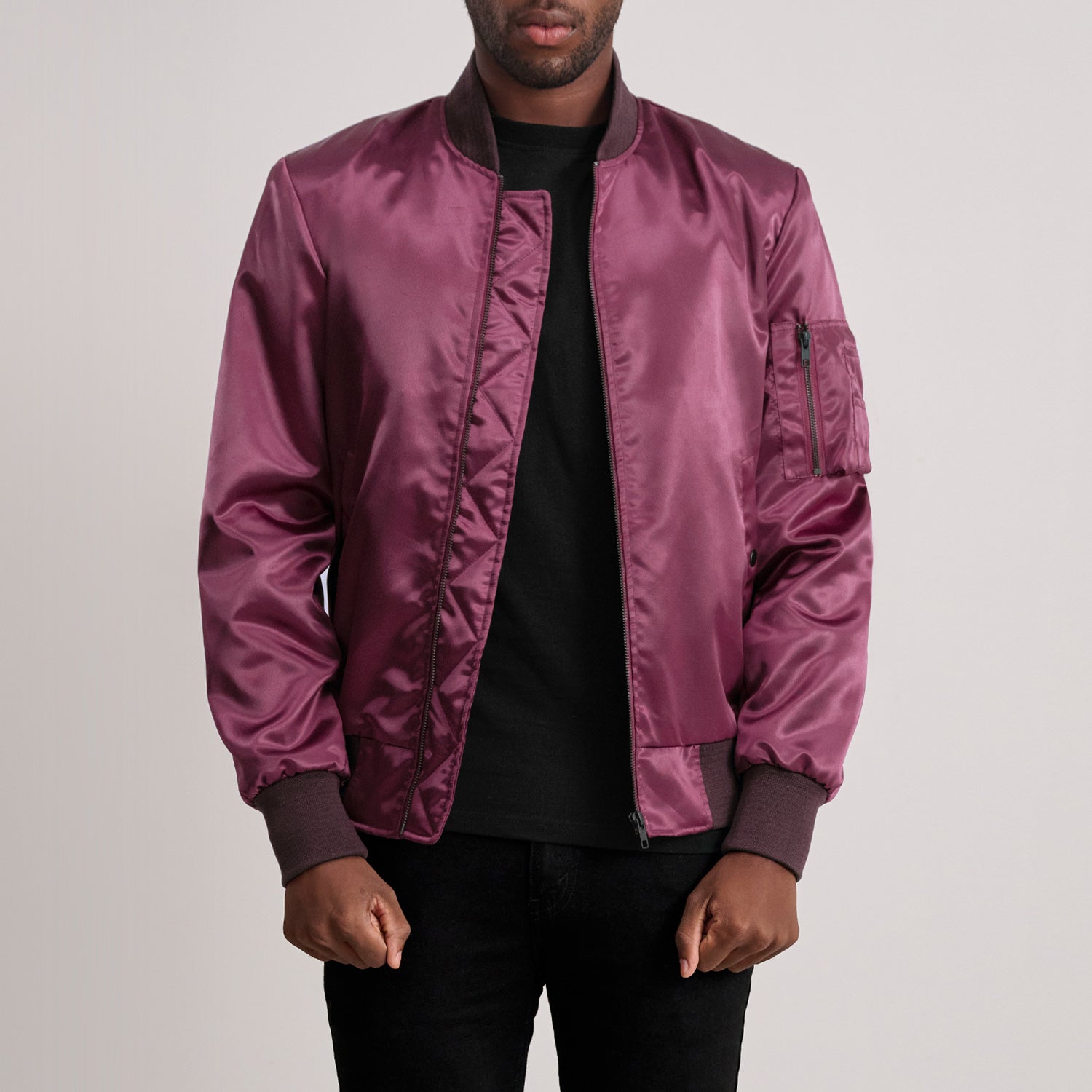 Quinton MA-1 Maroon Bomber Jacket - image 3