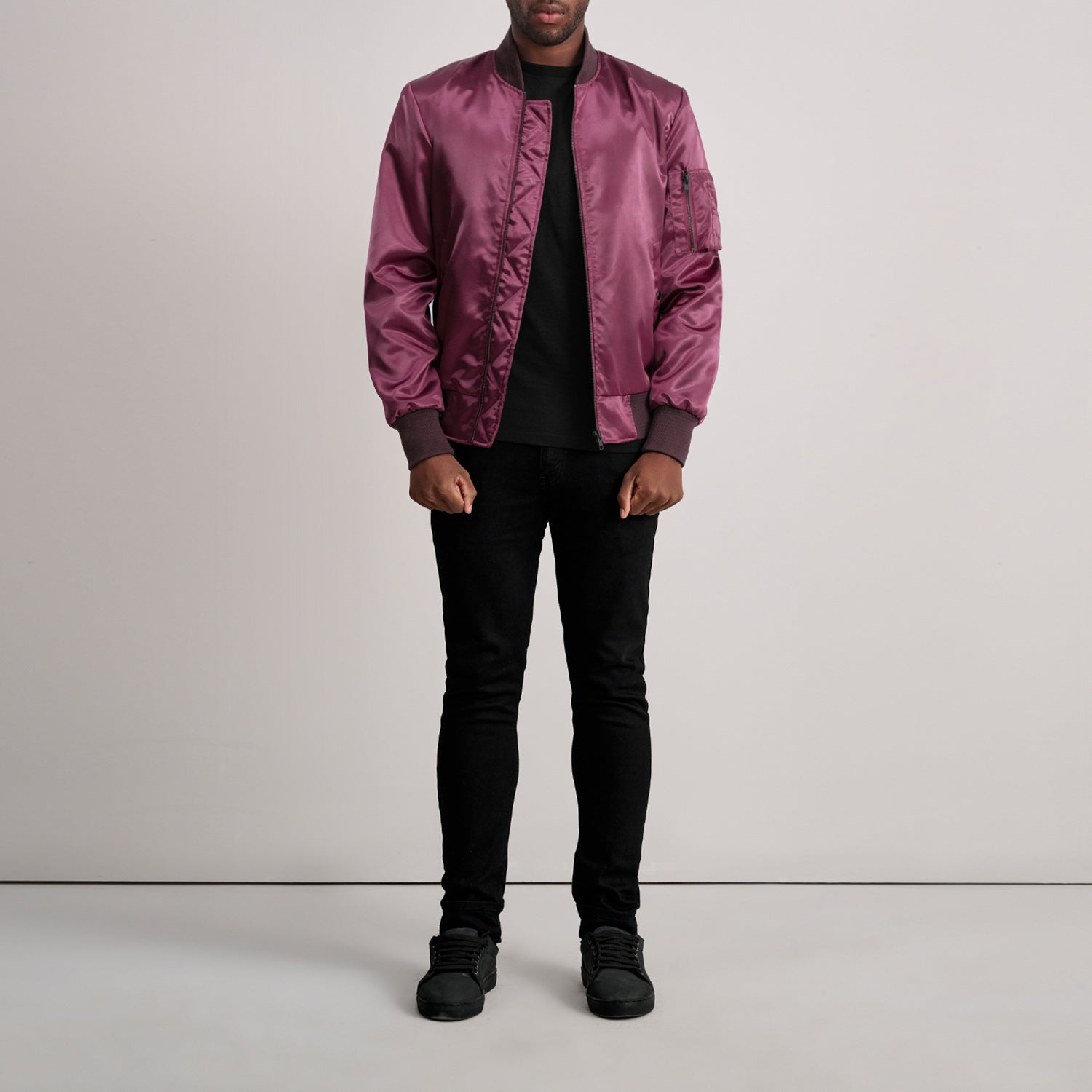 Quinton MA-1 Maroon Bomber Jacket - image 4