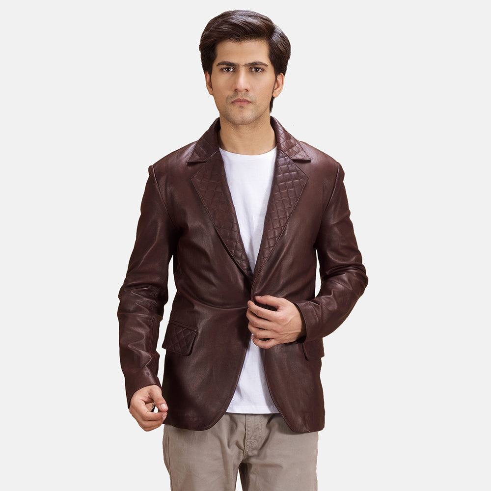 Radaron Quilted Maroon Leather Blazer - image 1