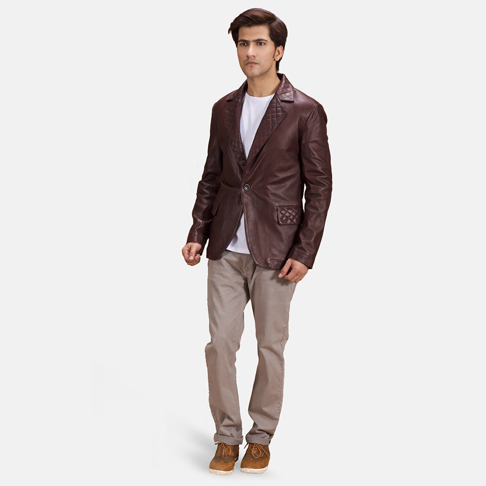 Radaron Quilted Maroon Leather Blazer - image 3