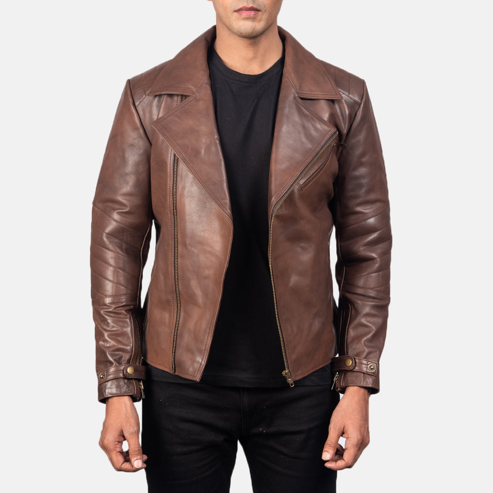 Zipper + Snap Button Strap & Hem Craftsmanship Construction Detail on Men's Raiden Black Leather Biker Jacket