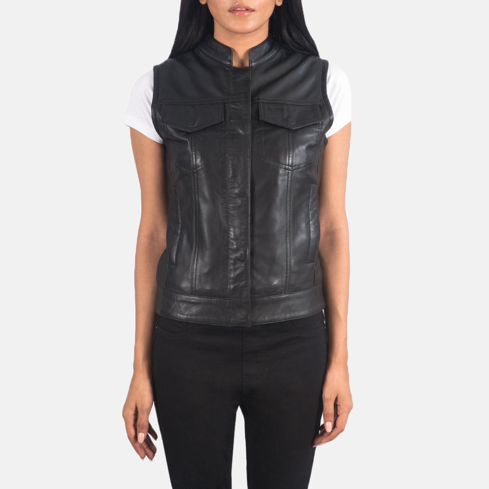 Rayne Moto Black Leather Vest - image 1