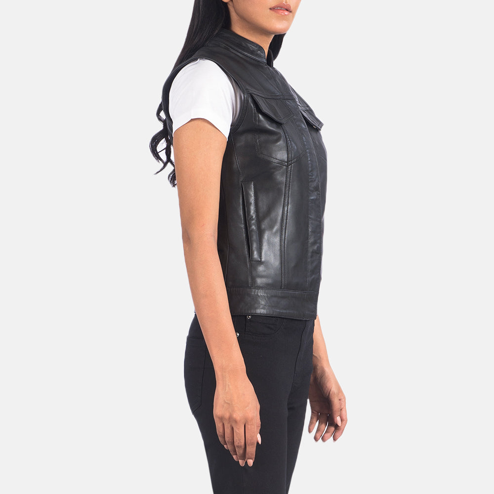 Rayne Moto Black Leather Vest - image 2