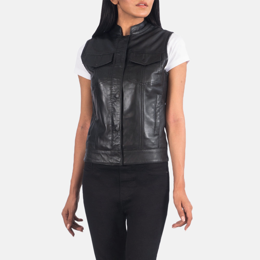 Rayne Moto Black Leather Vest - image 4
