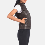 Rayne Moto Brown Leather Vest - image 2