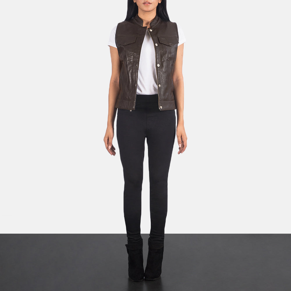 Rayne Moto Brown Leather Vest - image 3