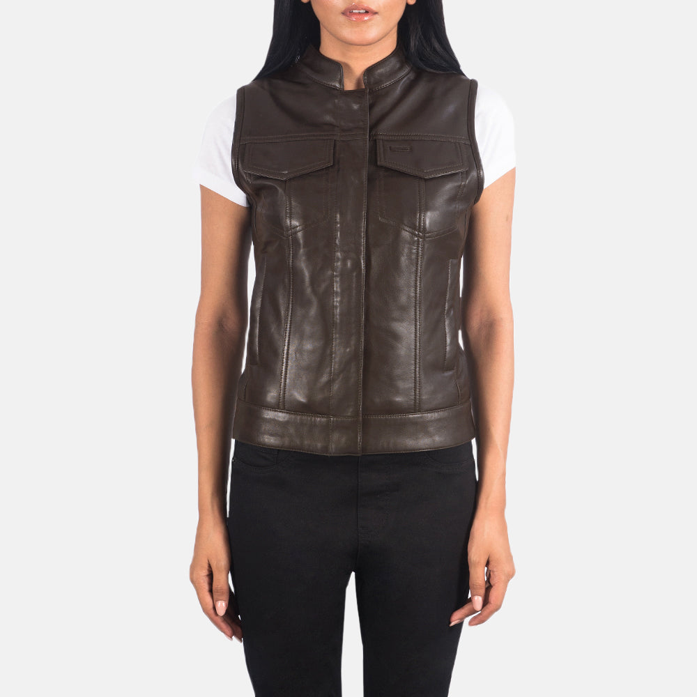 Rayne Moto Brown Leather Vest - image 4