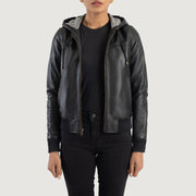 Rebella Hooded Leather Bomber Jacket – alternate product view 1