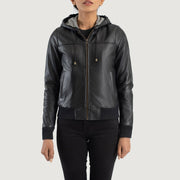 Rebella Hooded Leather Bomber Jacket – alternate product view 4