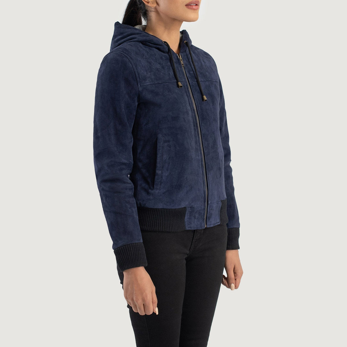 Rebella Hooded Leather Bomber Jacket – alternate product view 2