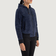 Rebella Hooded Leather Bomber Jacket – alternate product view 2