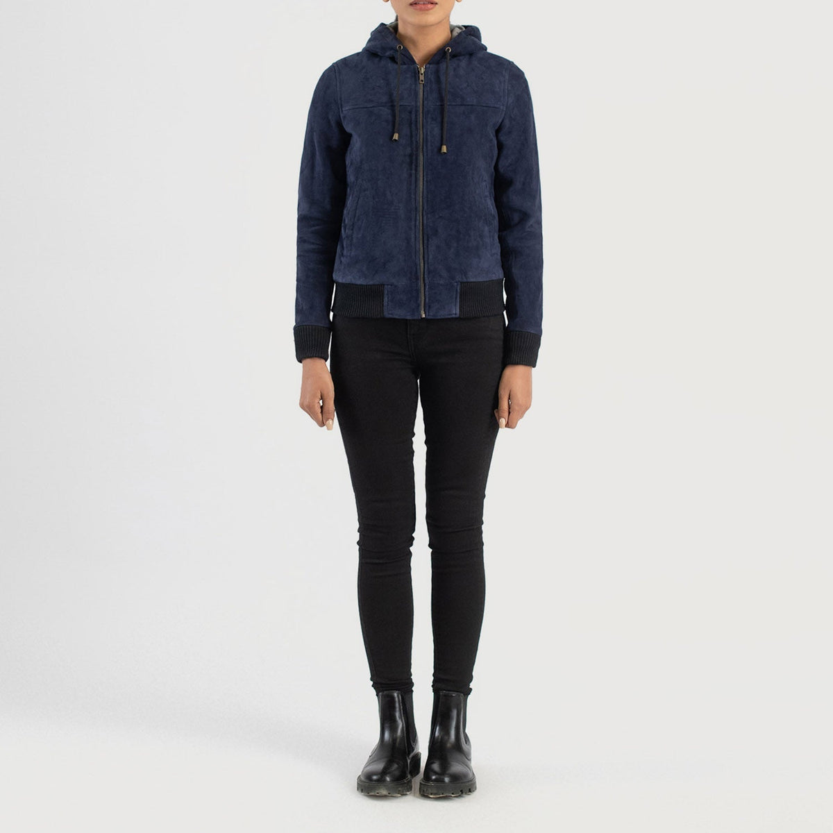 Rebella Hooded Leather Bomber Jacket – alternate product view 3