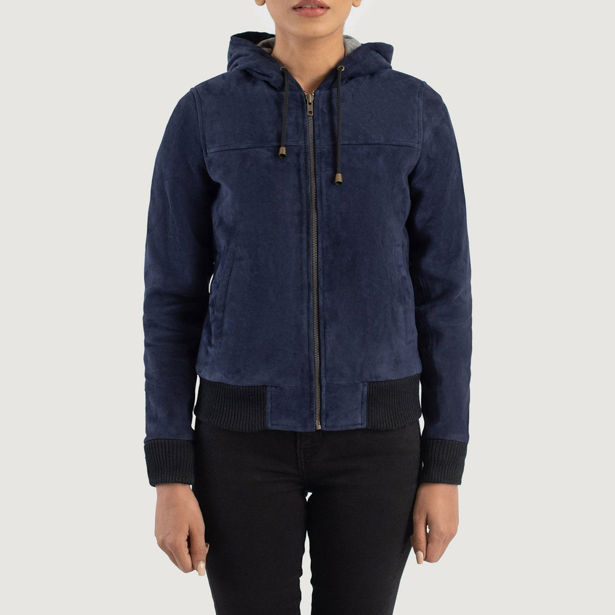 Rebella Hooded Leather Bomber Jacket – alternate product view 4
