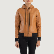 Rebella Hooded Leather Bomber Jacket – alternate product view 4