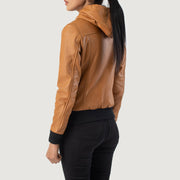 Rebella Hooded Leather Bomber Jacket – alternate product view 5