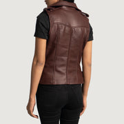 Rhonda Maroon Leather Biker Vest - image 5