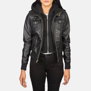Roslyn Hooded Leather Bomber Jacket – alternate product view 1