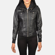 Roslyn Hooded Leather Bomber Jacket – alternate product view 4