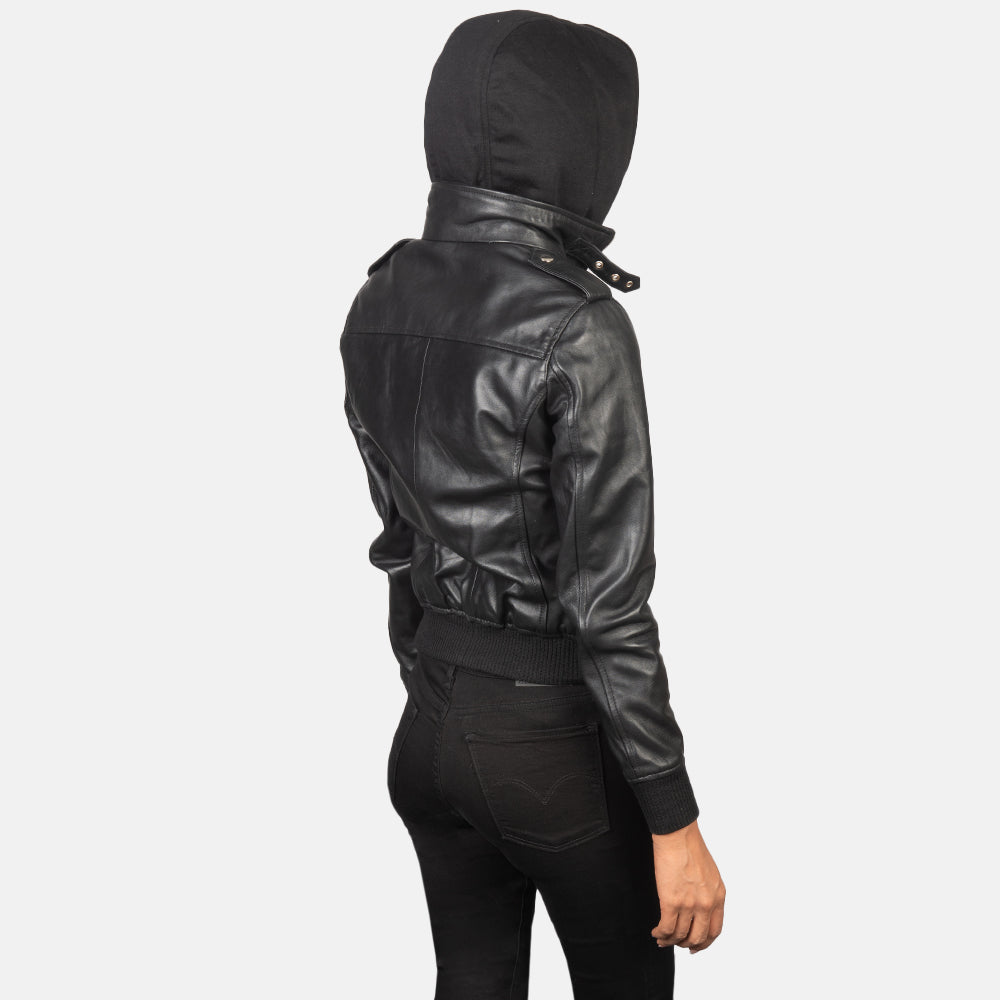 Roslyn Hooded Leather Bomber Jacket – alternate product view 5