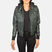Roslyn Hooded Leather Bomber Jacket – alternate product view 1