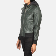 Roslyn Hooded Leather Bomber Jacket – alternate product view 2