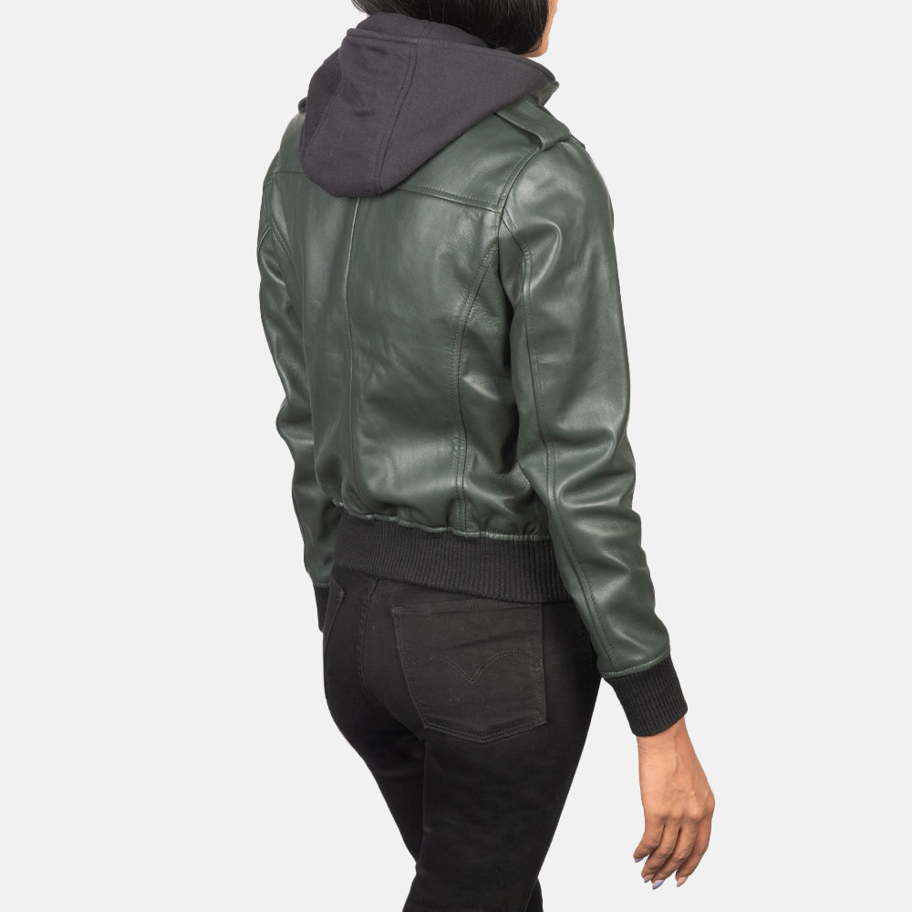 Roslyn Hooded Leather Bomber Jacket – alternate product view 5