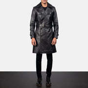 Royson Black Leather Duster Coat - image 1