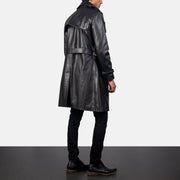Royson Black Leather Duster Coat - image 3