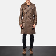 Royson Brown Leather Duster Coat - image 1