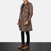Royson Brown Leather Duster Coat - image 2