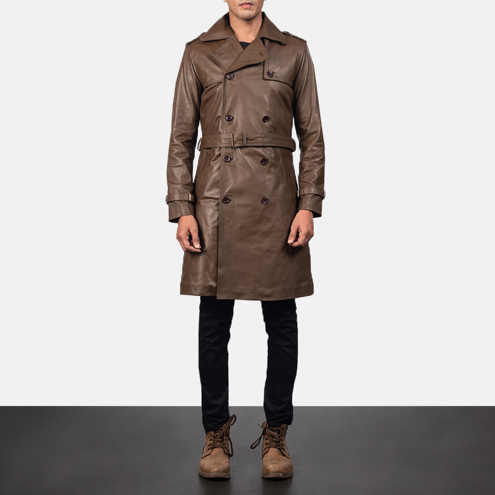 Royson Brown Leather Duster Coat - image 6