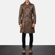 Royson Brown Leather Duster Coat - image 6