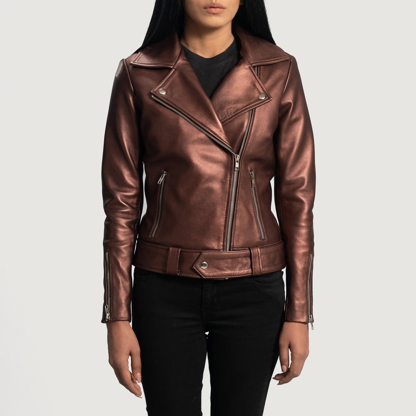 Rumy Maroon Biker Jacket – alternate product view 1